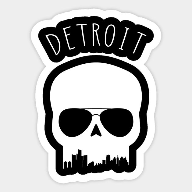 Skyline Skull - Detroit Sticker by SchaubDesign
